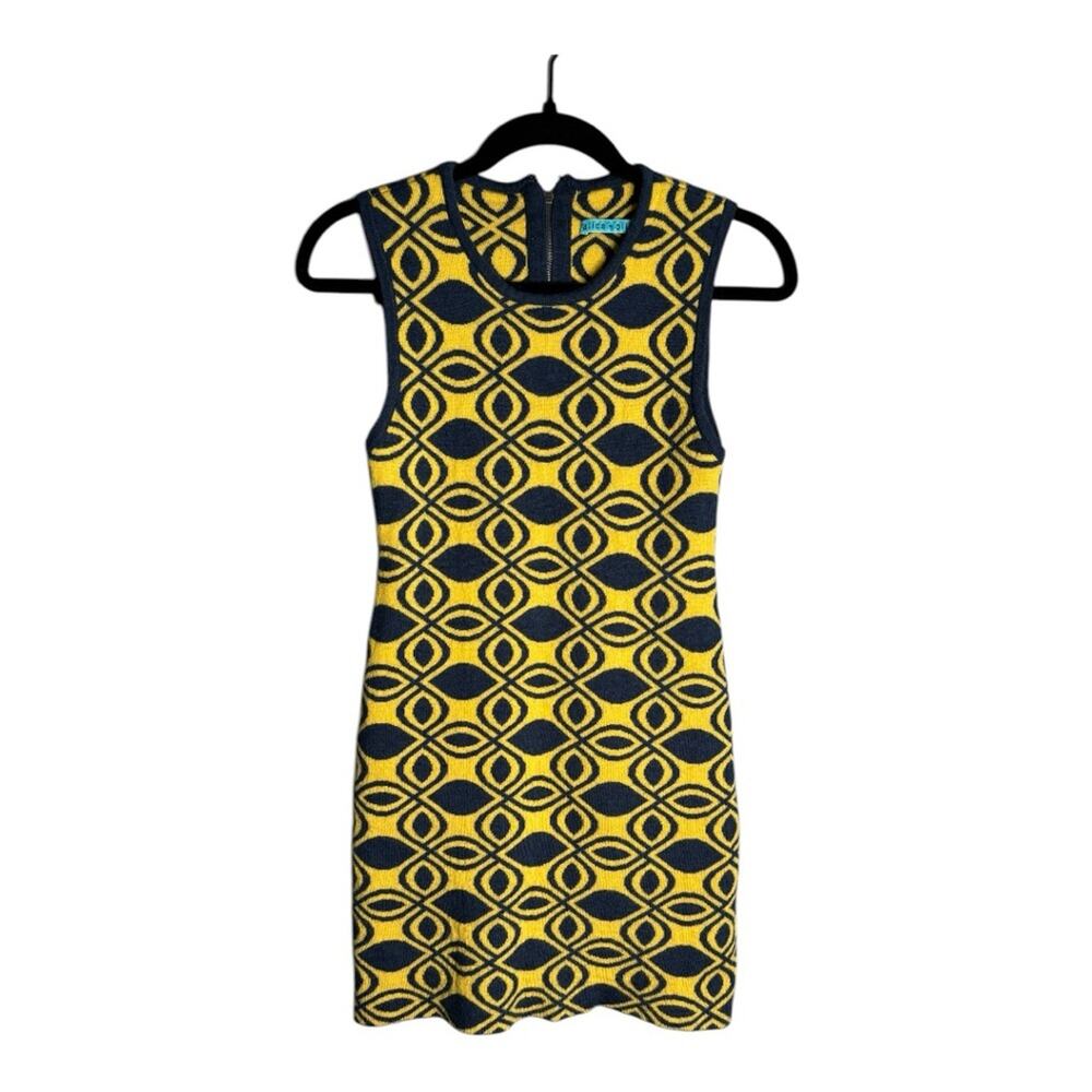Alice + Olivia Yellow and Black Geometric Dress